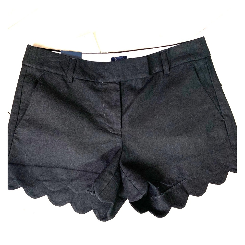 NWT j crew 4 black 4” linen scalloped hem shorts